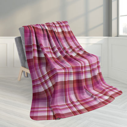 60" × 80" Grey Lesbian Pink Pride Plaid Fleece Sherpa Blanket