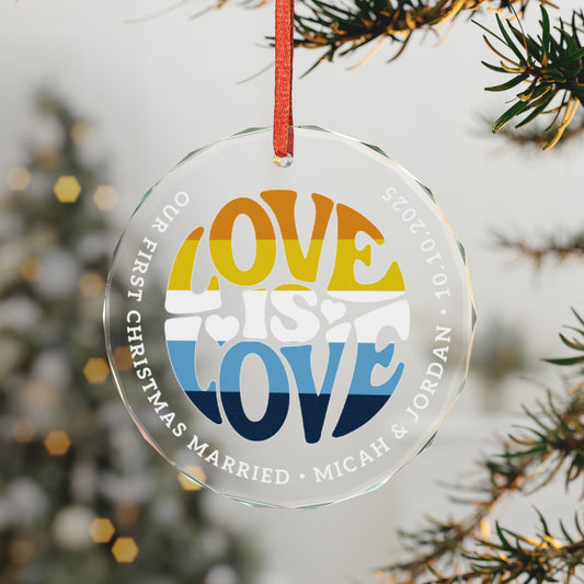 Custom Crystal Love is Love Aromantic Asexual Pride 3" Circle Ornament