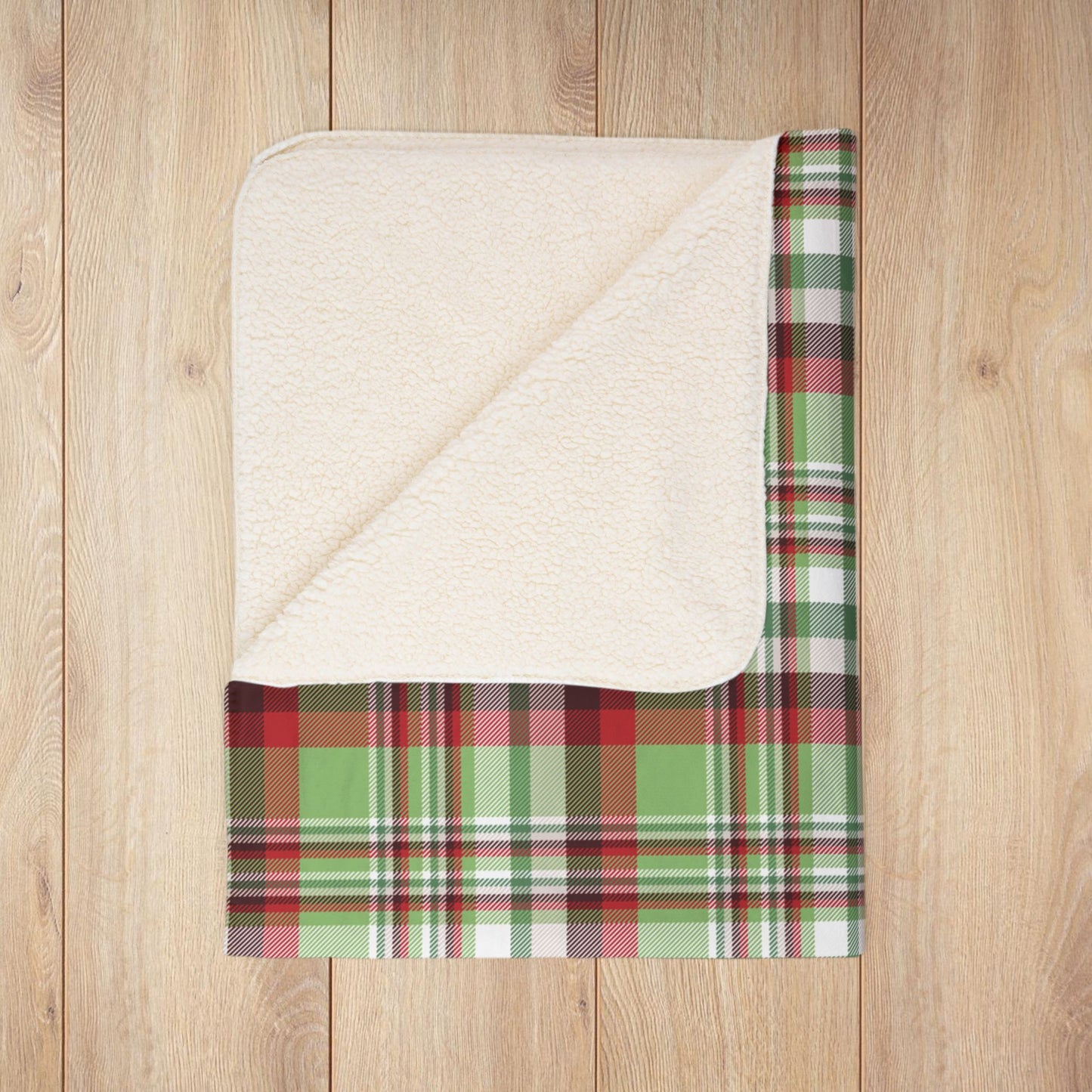 Christmas Classic Red & Green Plaid Fleece Sherpa Blanket
