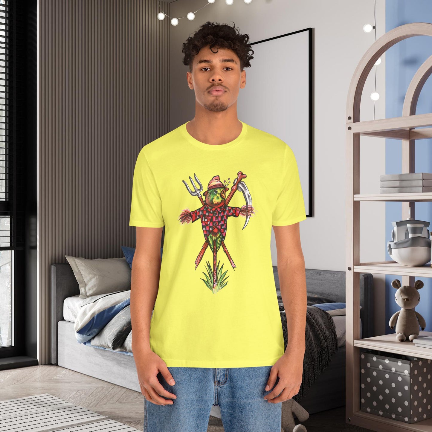 Scarecrow Lovebird, Hand-Drawn & Hand-Colored Tee