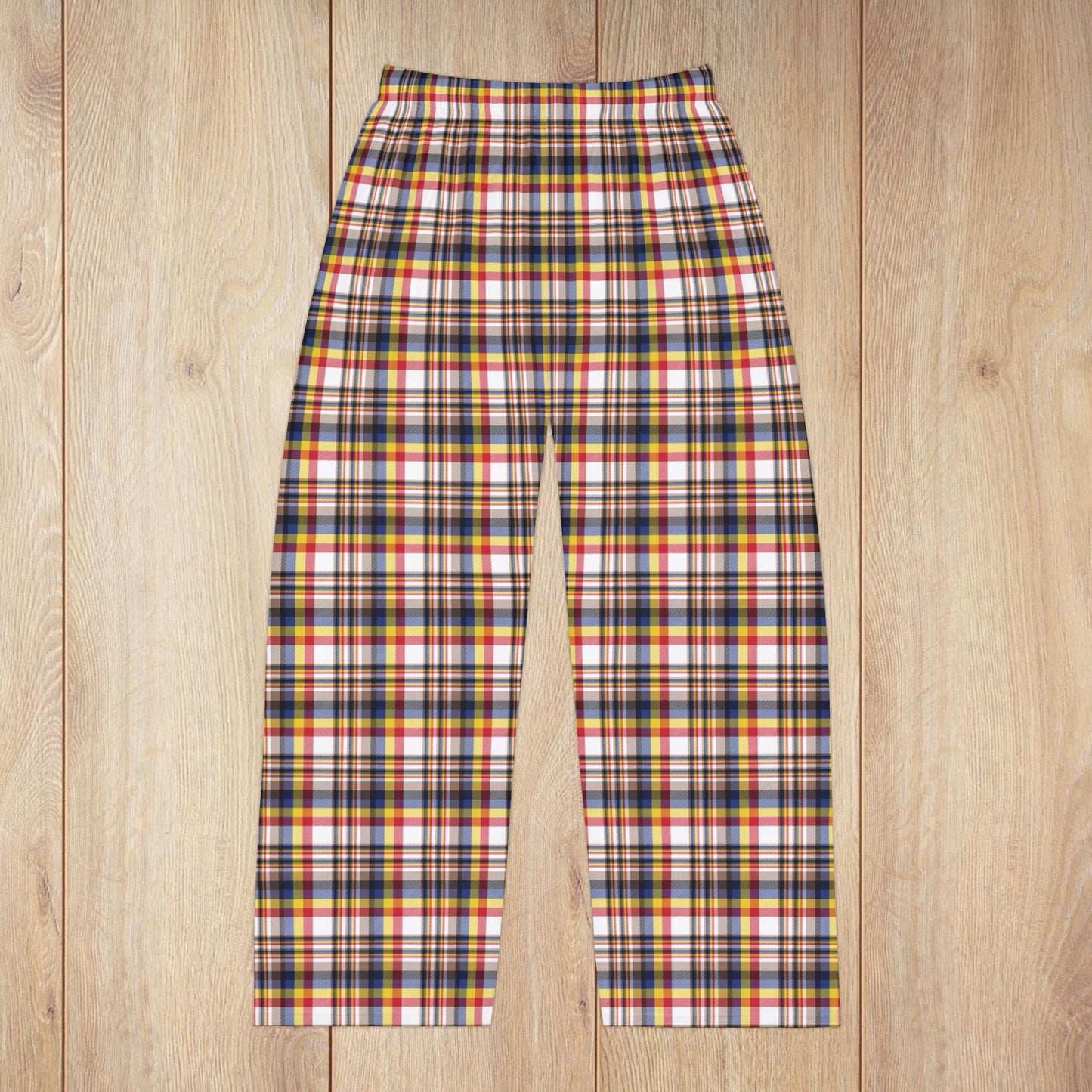 Men’s White, Red & Blue Brooklyn NY Plaid Pajama Pants