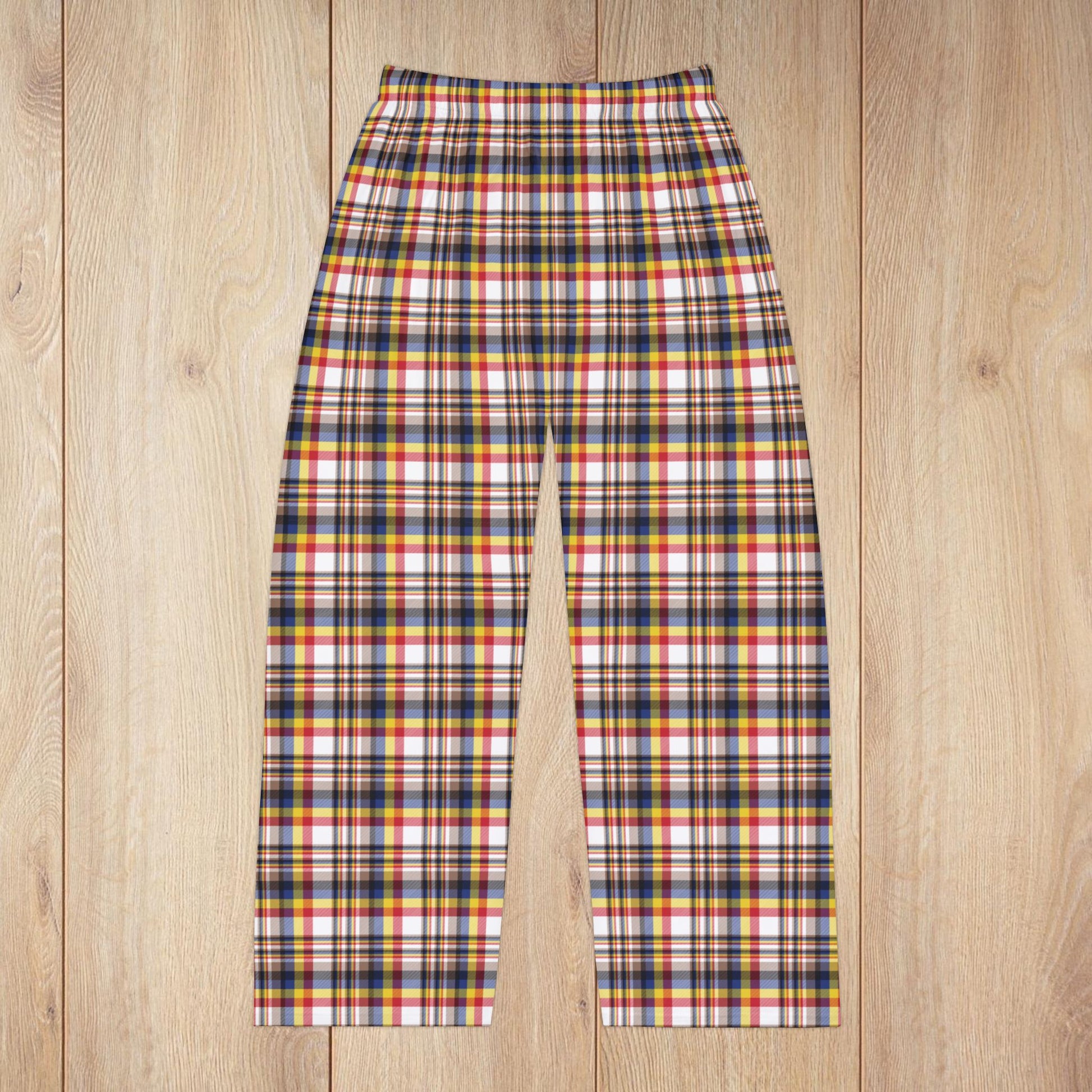 Men’s White, Red & Blue Brooklyn NY Plaid Pajama Pants