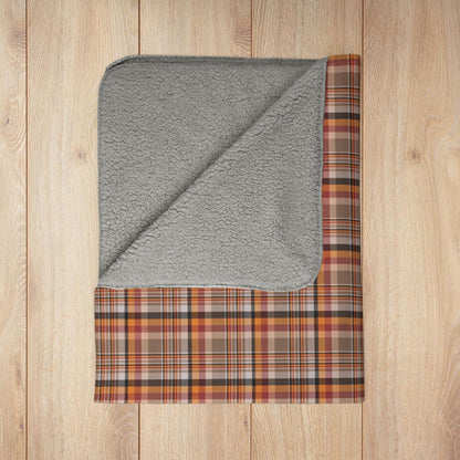 Brown, Red & Orange Ohio Plaid Fleece Sherpa Blanket