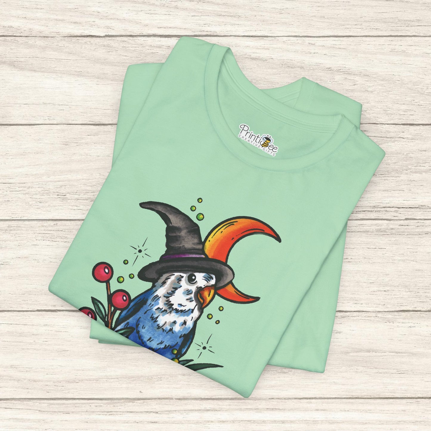 Lovebird Witch, Hand-Drawn & Hand-Colored Tee