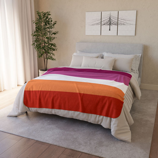 Lesbian Sunset Pride Flag Fleece Sherpa Blanket