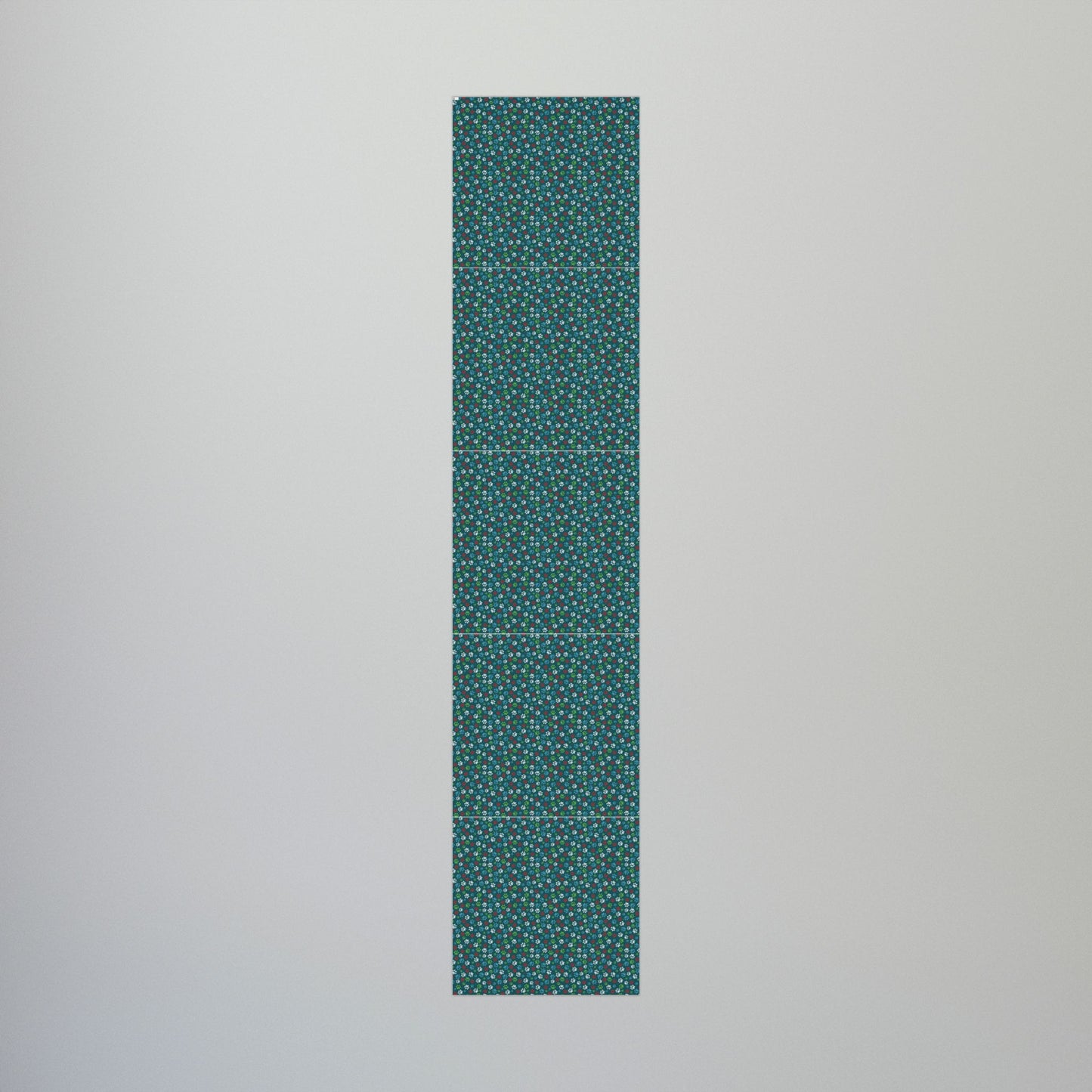 Christmas Green, Red, Blue & White Paw Print Gift Wrapping Paper Roll