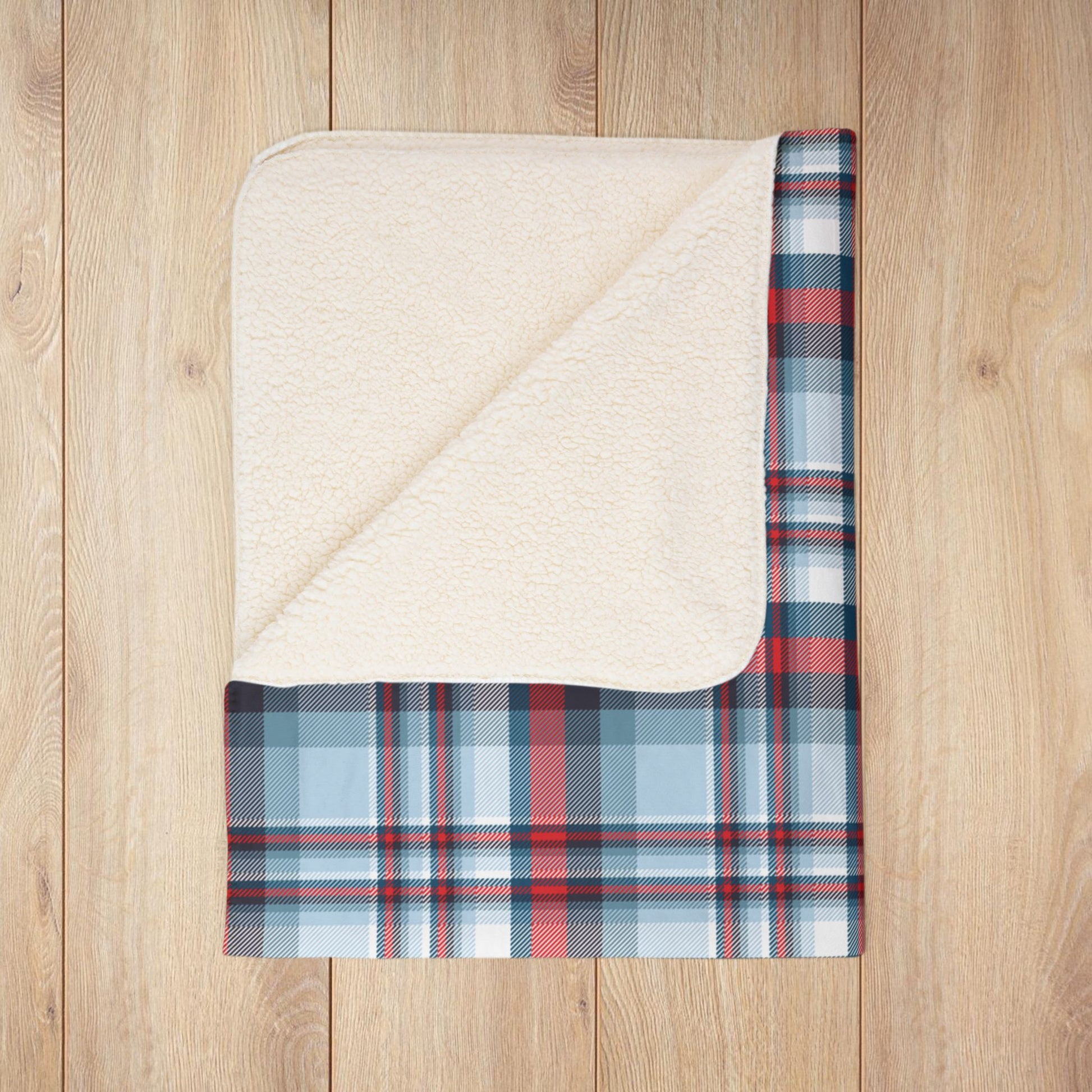 Nautical Teal Plaid Fleece Sherpa Blanket