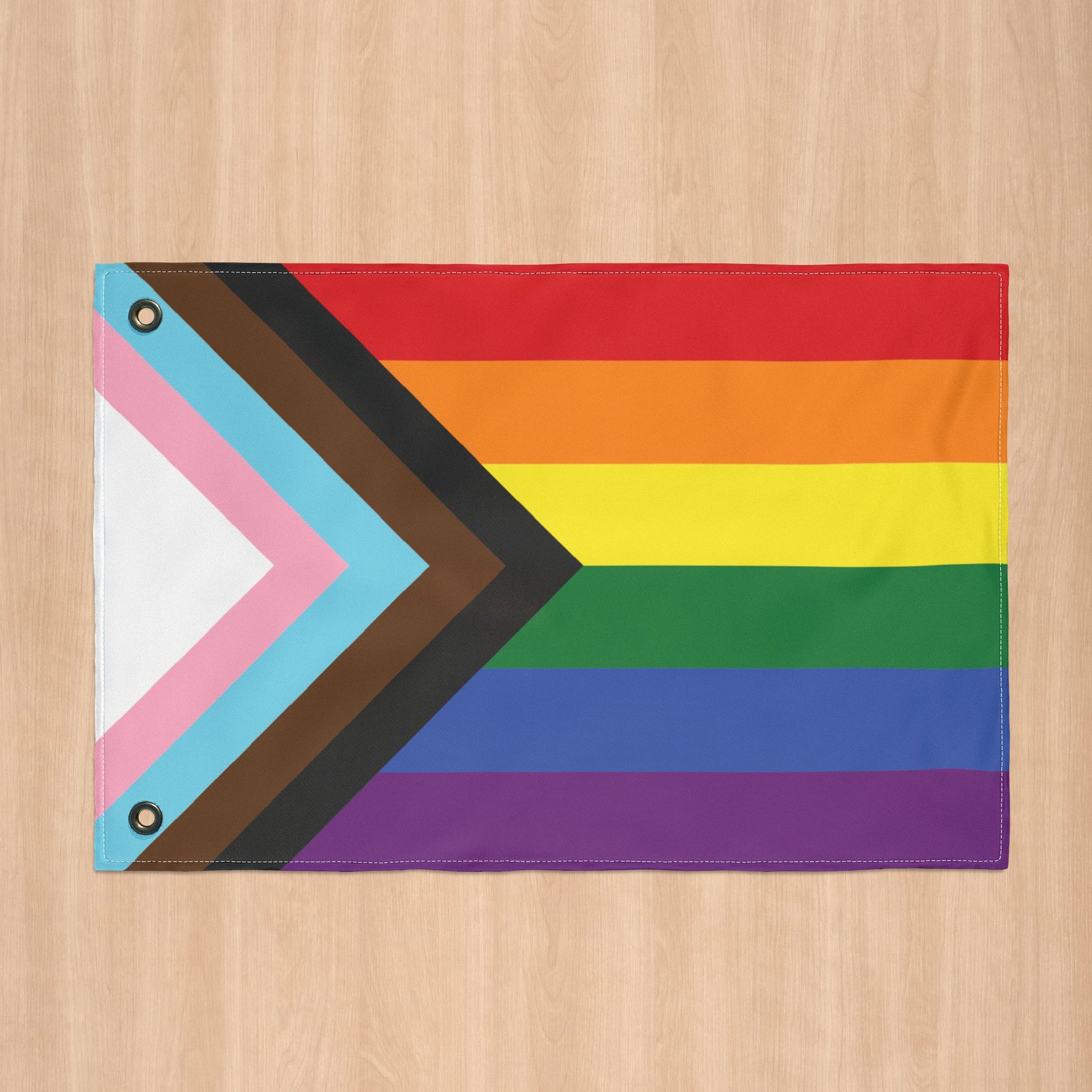 Rainbow Progress Pride Double-Sided Flag, with Left or Right Side Grommets