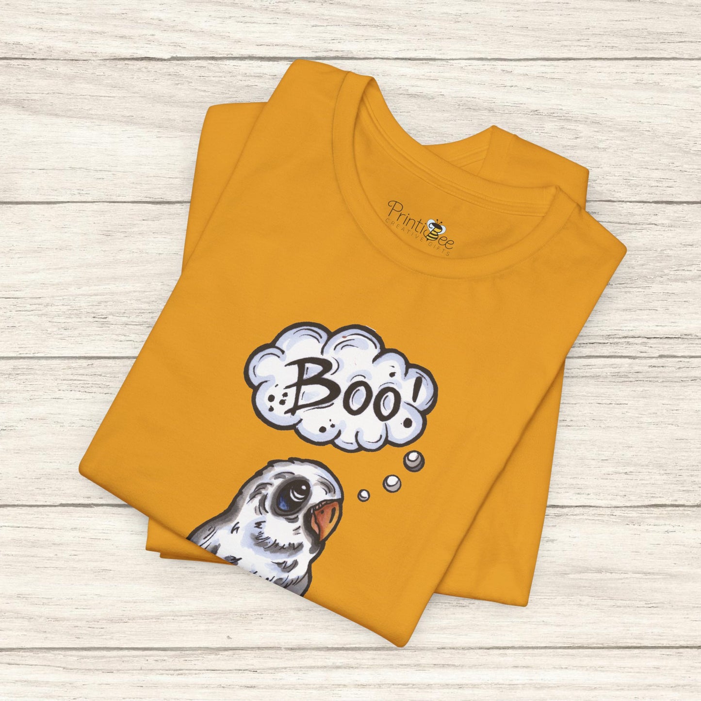 Ghost Lovebird Boo! Hand-Drawn & Hand-Colored Tee