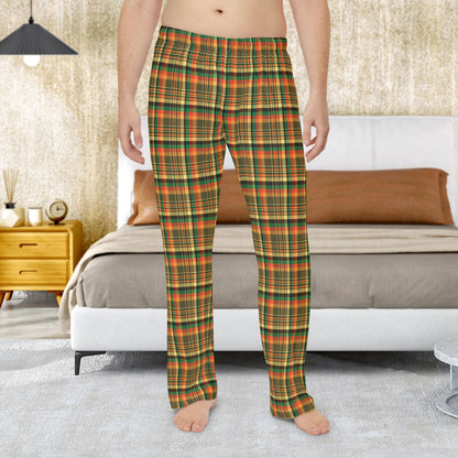Men’s Dark Green, Orange & Gold Elysburg PA Plaid Pajama Pants
