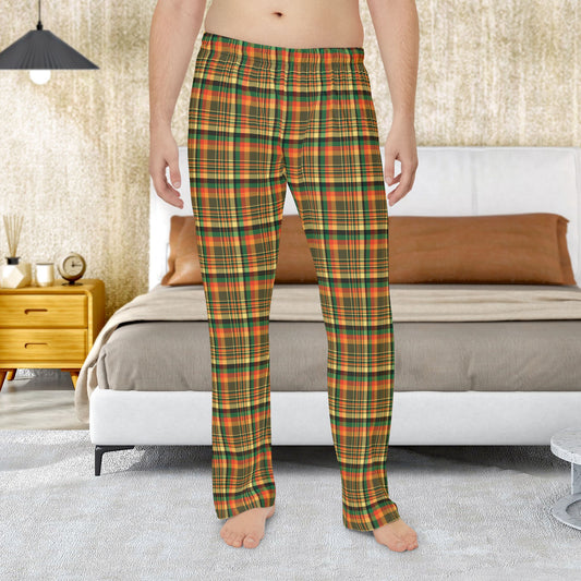 Men’s Dark Green, Orange & Gold Elysburg PA Plaid Pajama Pants