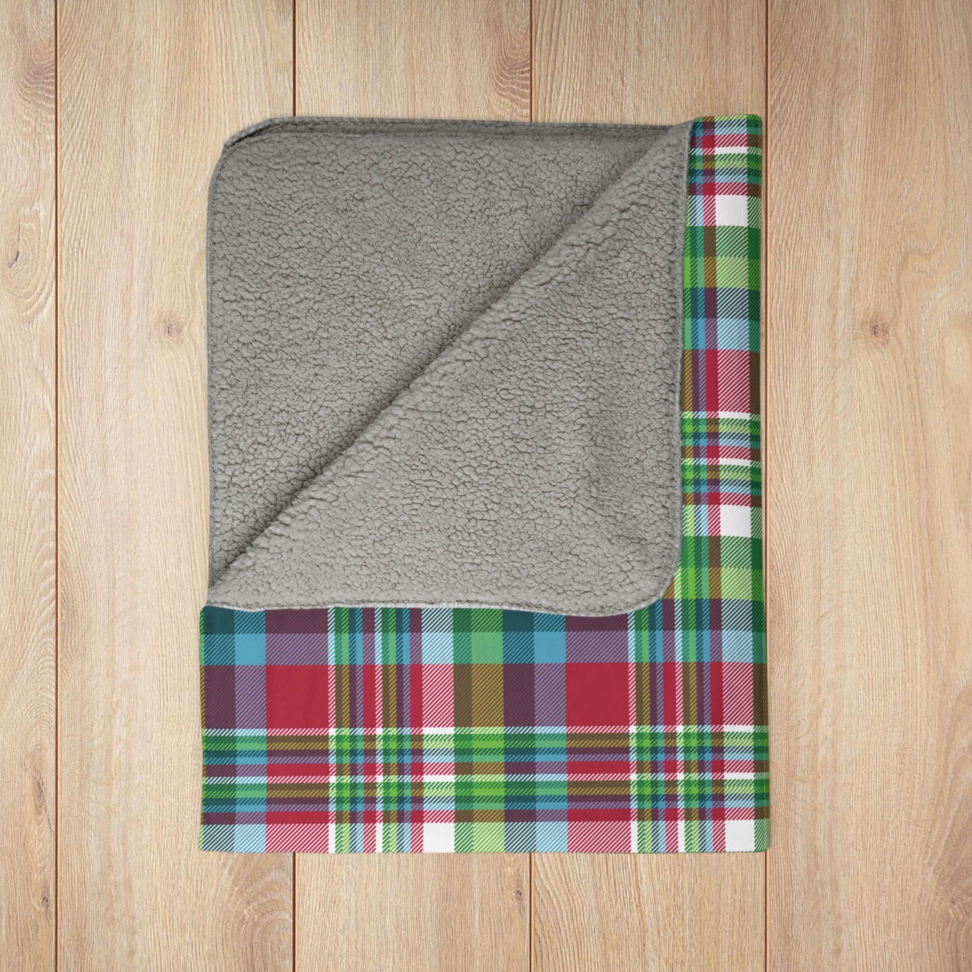 Christmas Winter Plaid Fleece Sherpa Blanket