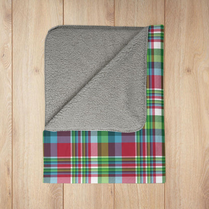 Christmas Winter Plaid Fleece Sherpa Blanket