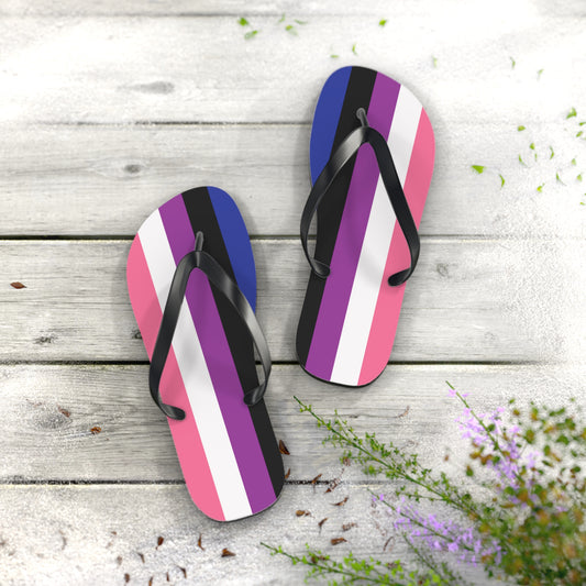 L Black sole Genderfluid Pride Flip Flops