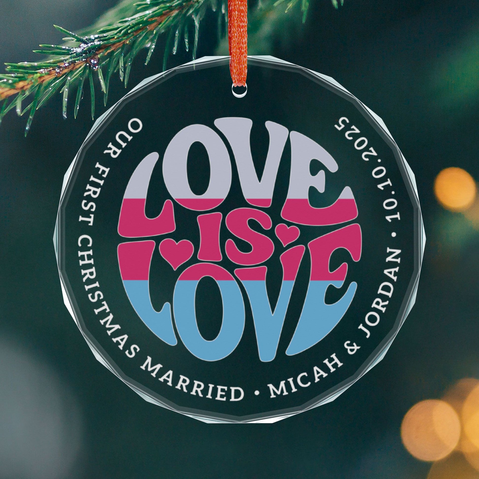 Round One size Custom Crystal Love is Love Sapiosexual Grey Pride 3" Circle Ornament