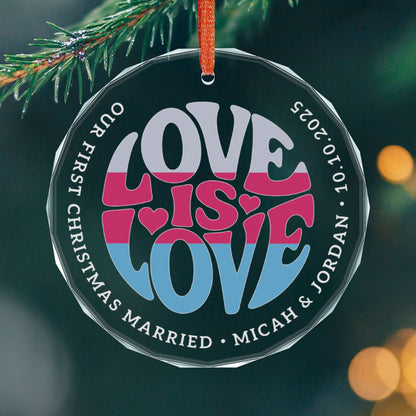 Round One size Custom Crystal Love is Love Sapiosexual Grey Pride 3" Circle Ornament