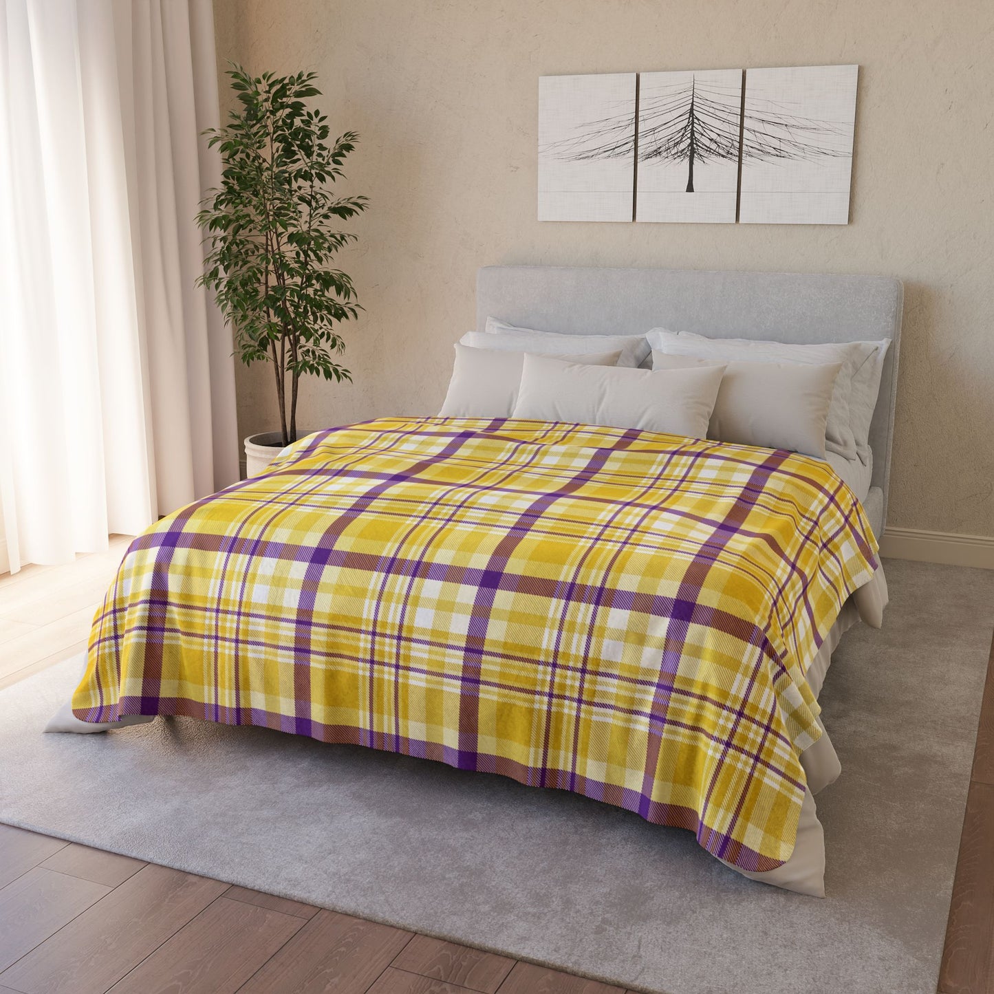 Intersex Pride Plaid Fleece Sherpa Blanket