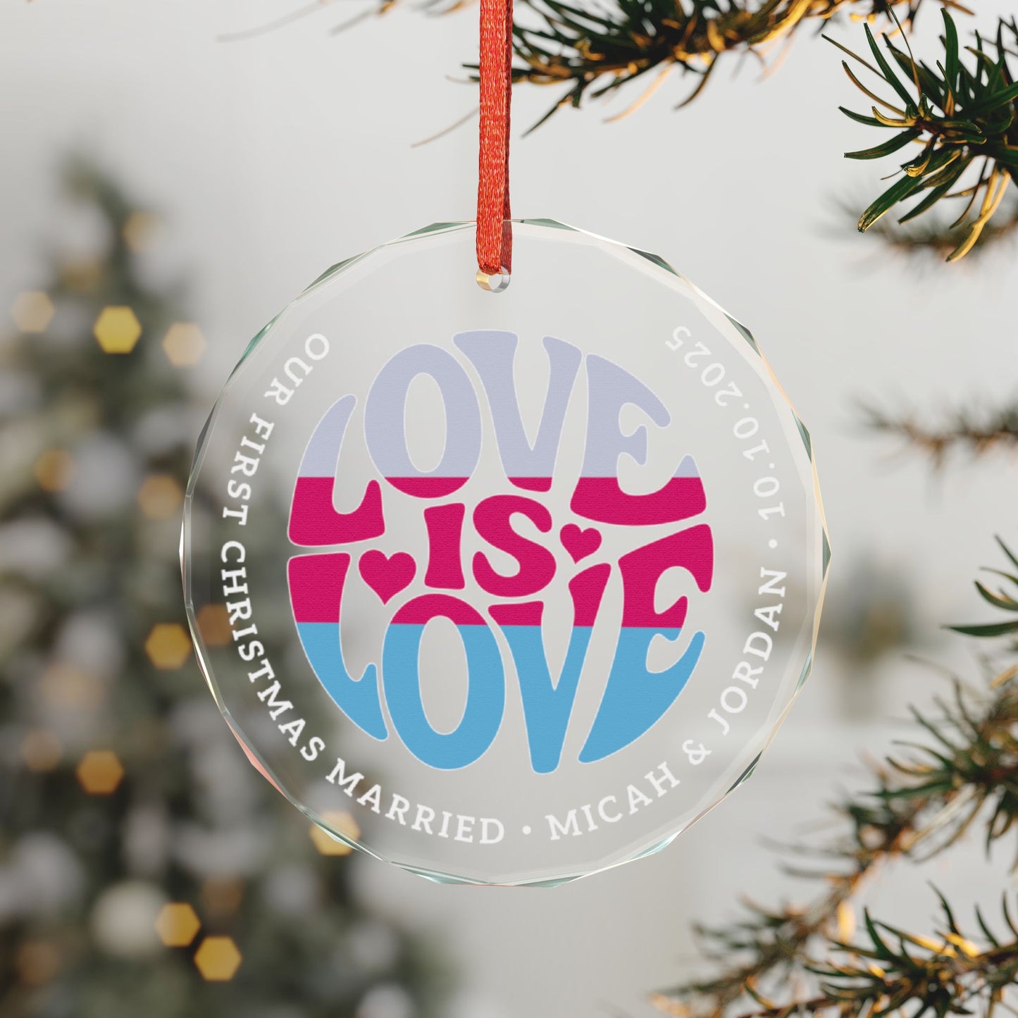 Custom Crystal Love is Love Sapiosexual Grey Pride 3" Circle Ornament