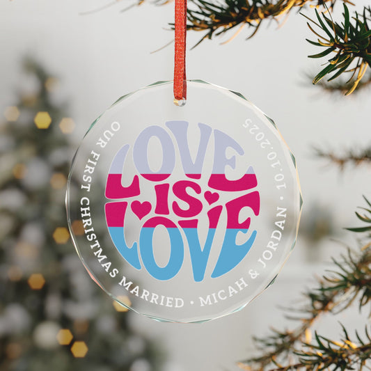 Custom Crystal Love is Love Sapiosexual Grey Pride 3" Circle Ornament