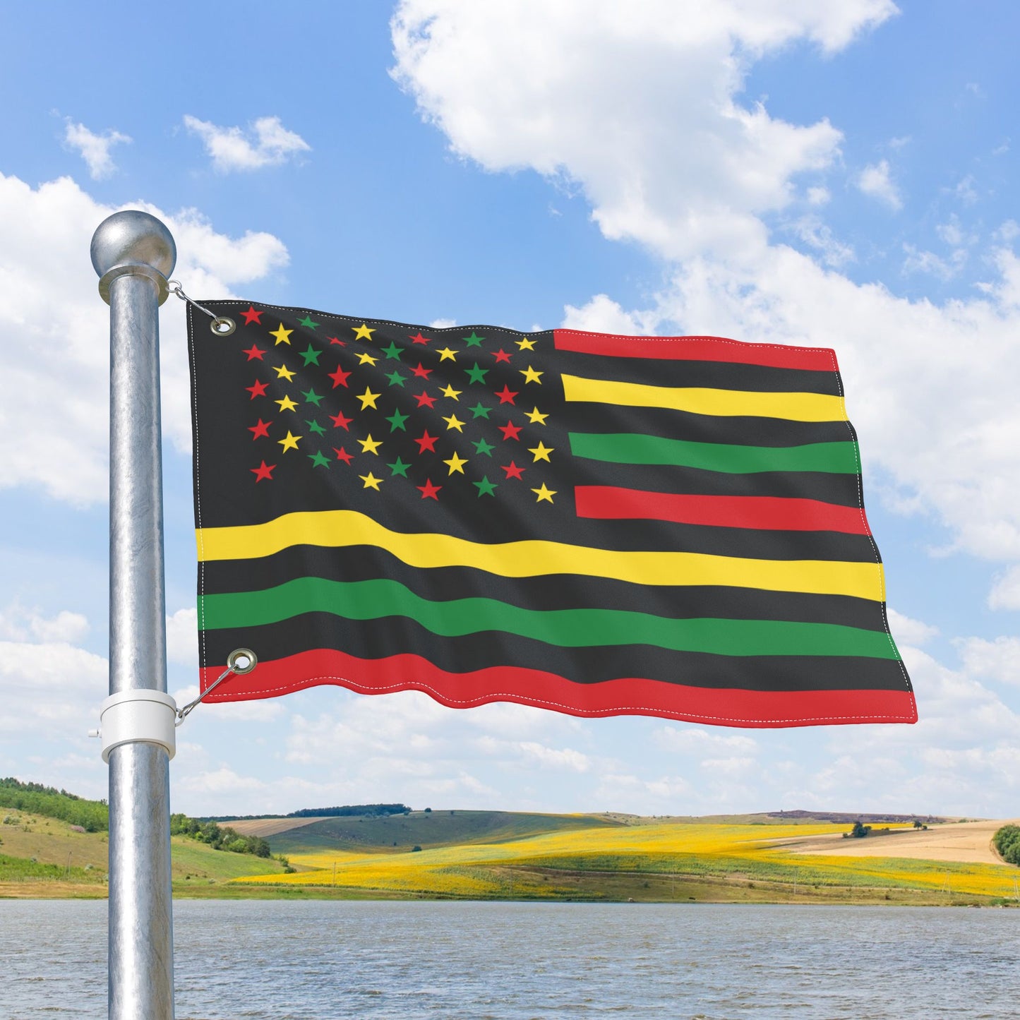 USA African American Juneteenth Flag with Grommets
