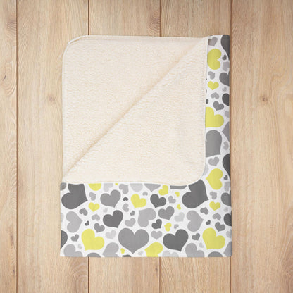 Demigender Pride Valentine’s Day Hearts White Fleece Sherpa Blanket