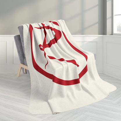 Rambler Red Logo Cream Fleece Sherpa Blanket