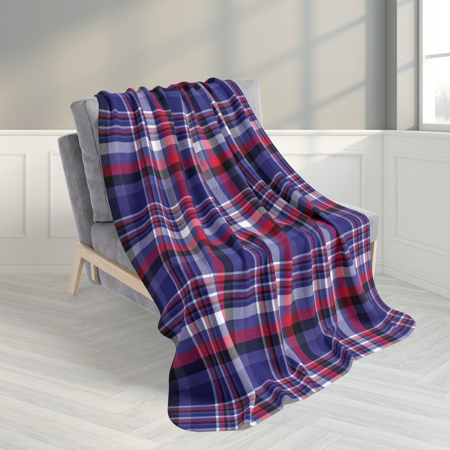 Leather Pride Plaid Fleece Sherpa Blanket
