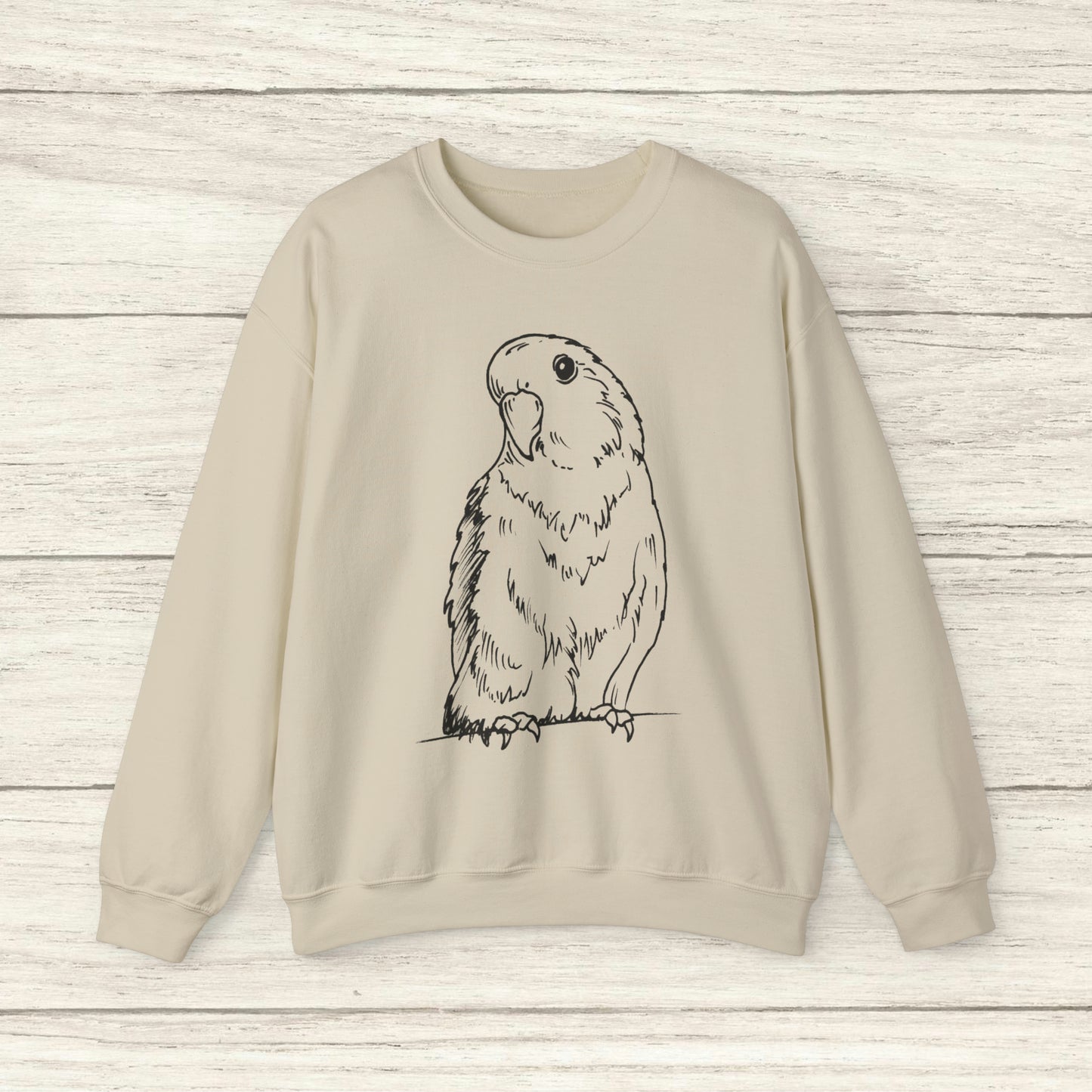 Floofball Lovebird, Sweat-shirt à col rond Line Art