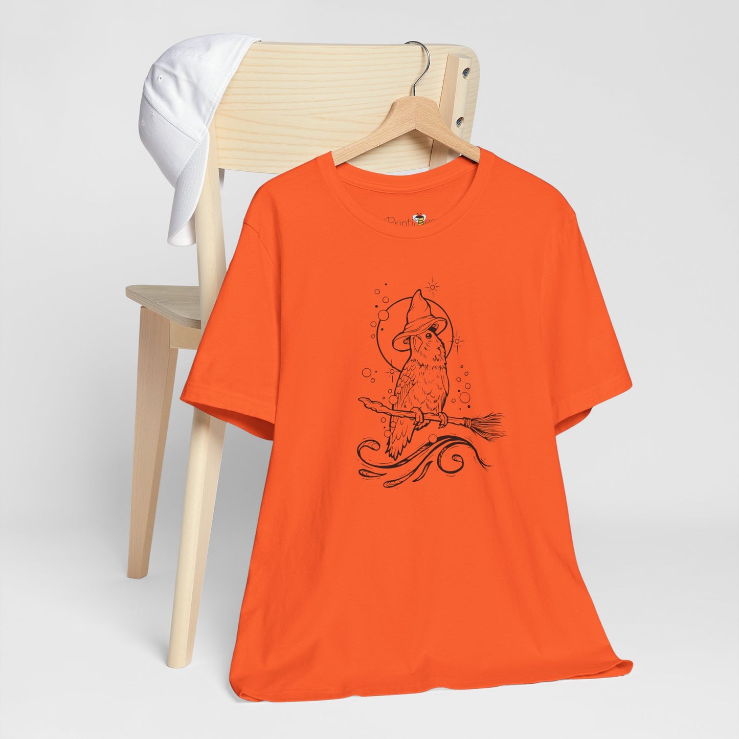 Lovebird Witch on a Broom, Line Art Tee