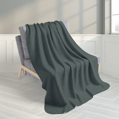 Green Buffalo Plaid Gingham Fleece Sherpa Blanket