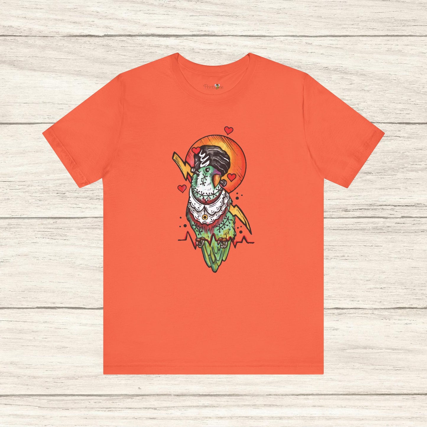 Bride of Frankenstein Lovebird, Hand-Drawn & Hand-Colored Tee