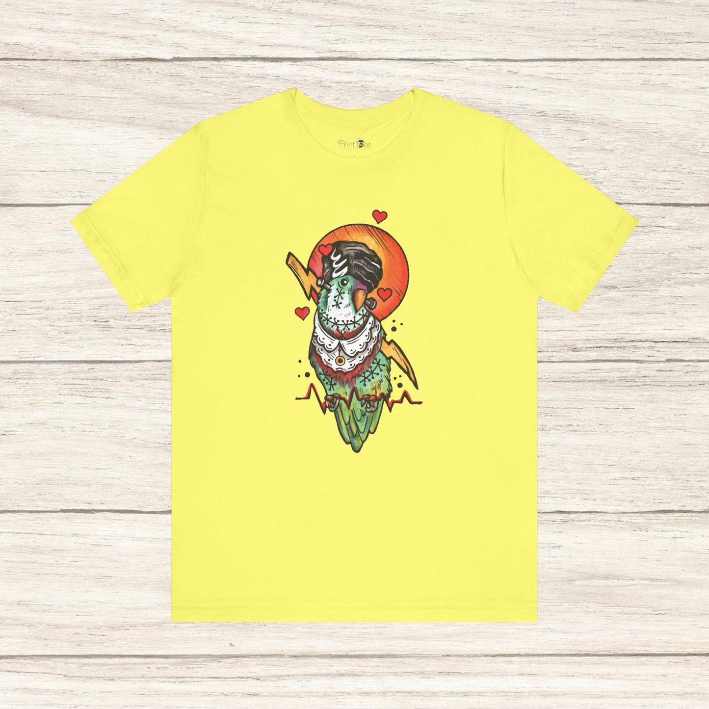 Bride of Frankenstein Lovebird, Hand-Drawn & Hand-Colored Tee