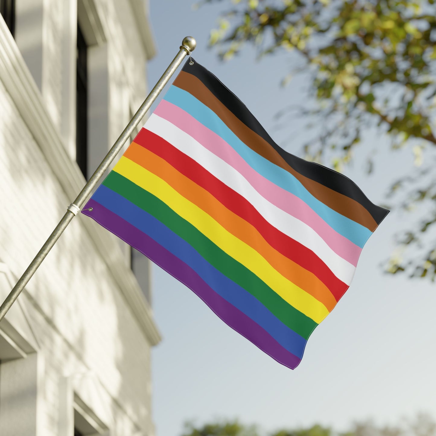 30'' × 40'' Rainbow 11-Stripe Pride for Trans and PoC Flag with Grommets