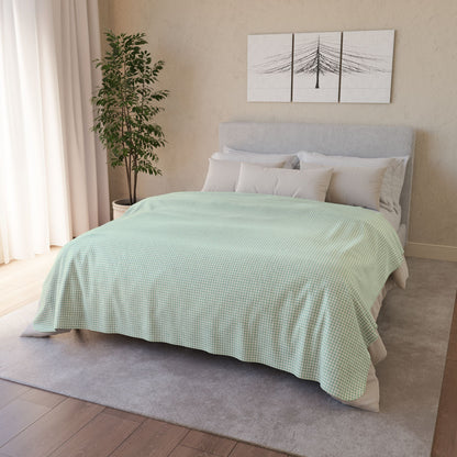 60" × 80" Beige Mint Green & Cream Gingham Fleece Sherpa Blanket