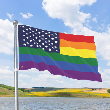 United States Rainbow Pride Flag with Grommets