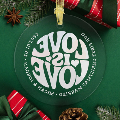 Custom Glass Love is Love Polyamory Pride 3.5" Circle Ornaments