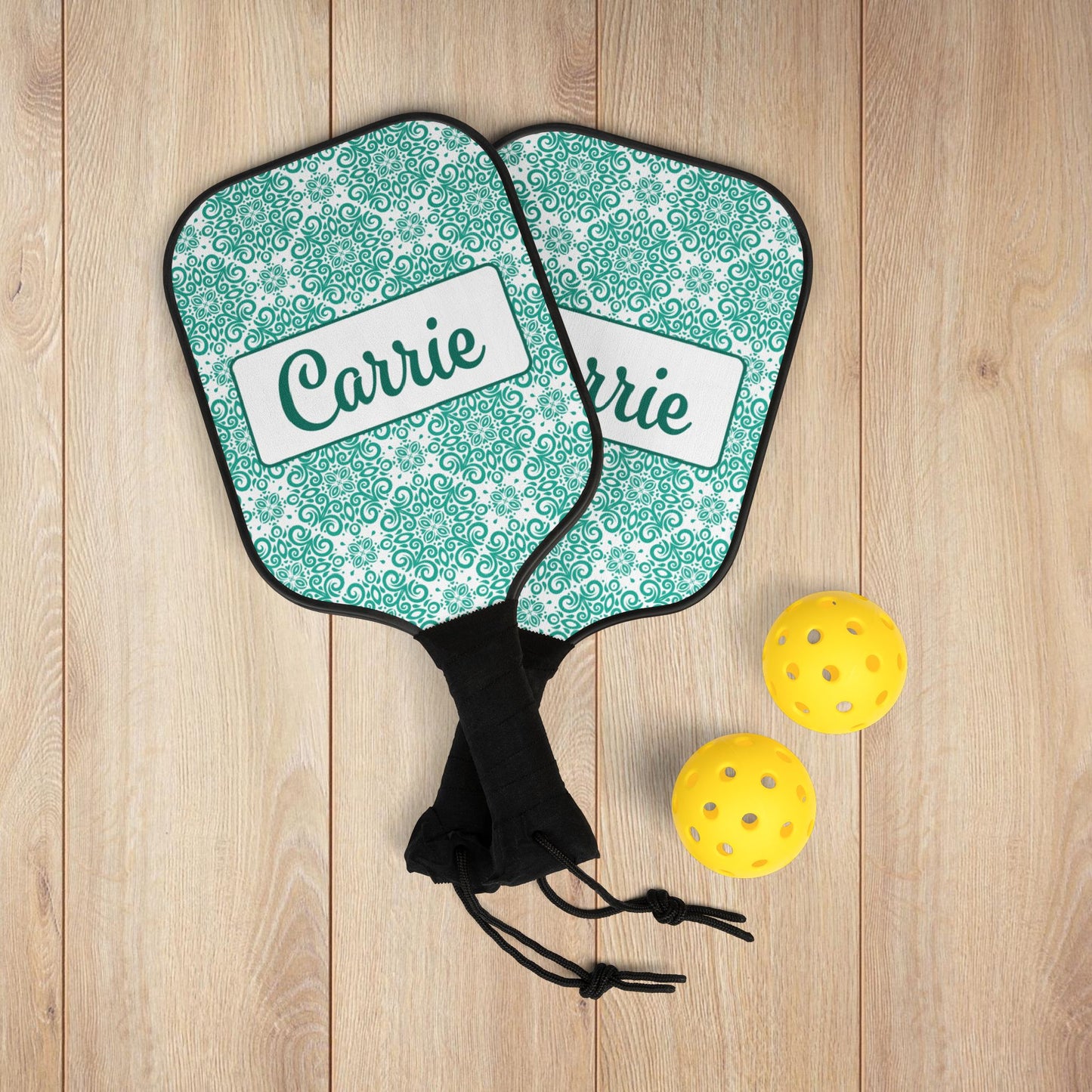 Frilly Teal Pickleball Paddles
