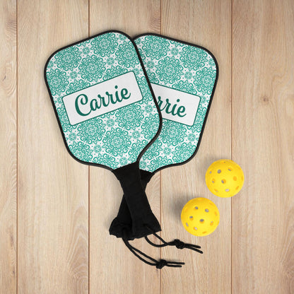 Frilly Teal Pickleball Paddles