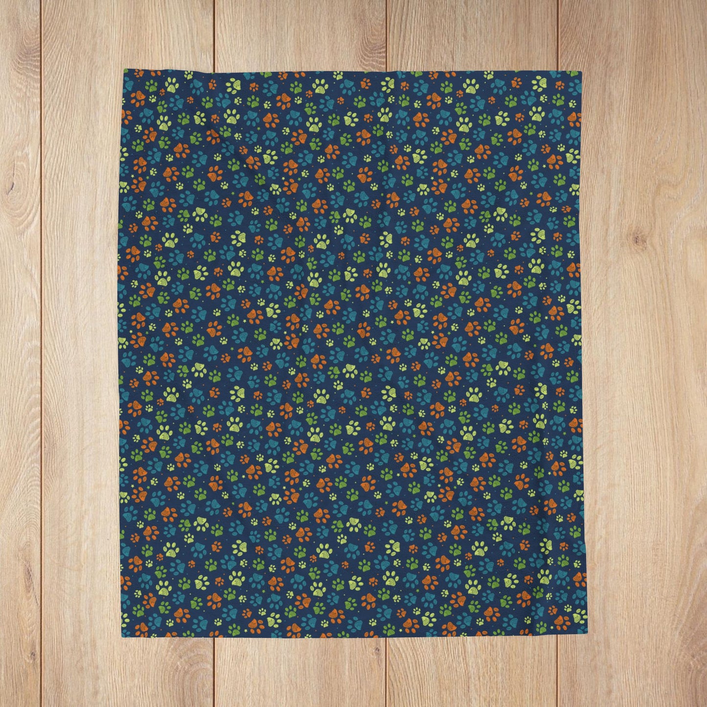 Orange & Light Green Ohio Paw Prints Blue Velveteen Plush Blanket