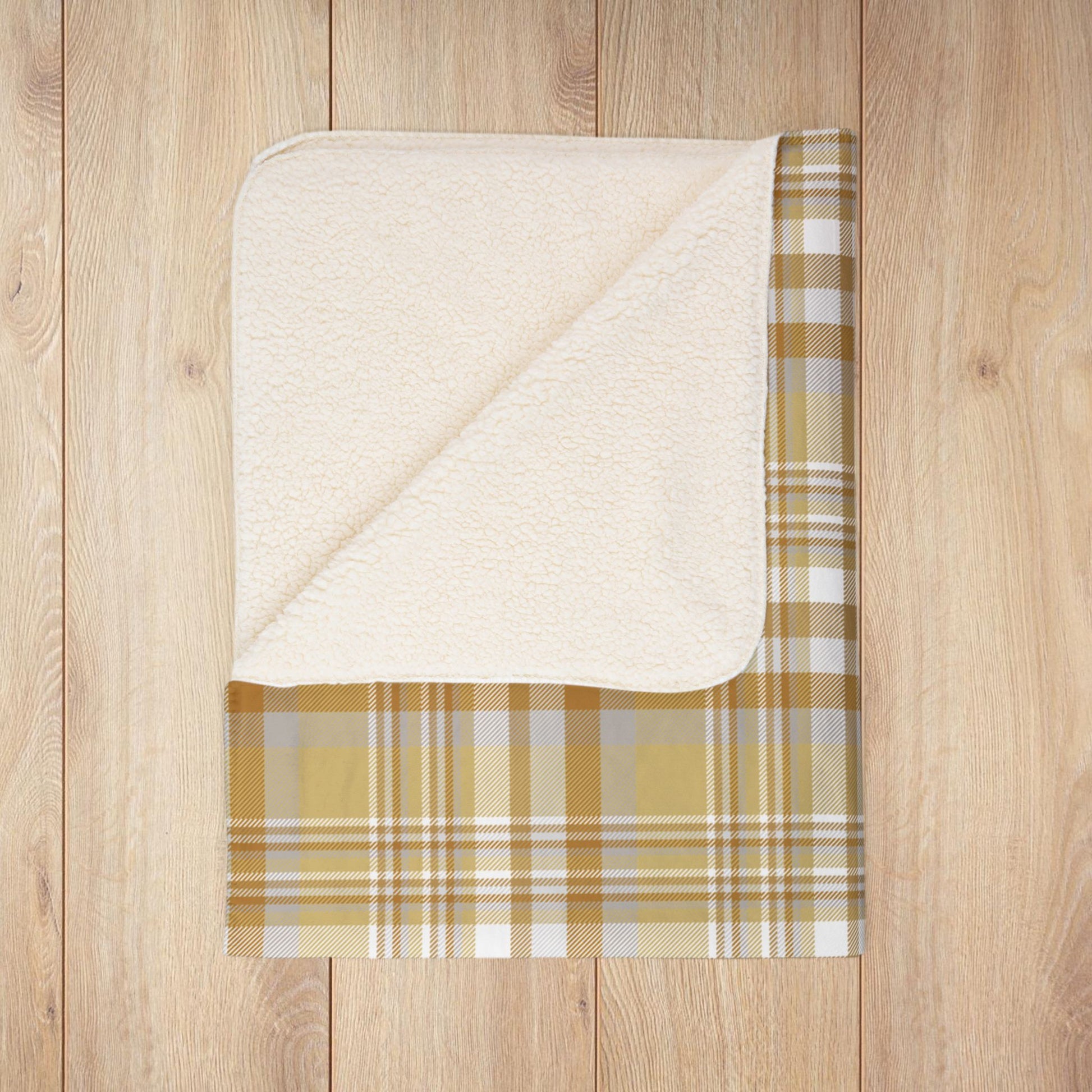 Christmas Gold & Silver Plaid Fleece Sherpa Blanket