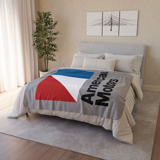 50" × 60" Beige AMC Logo Grey Fleece Sherpa Blanket