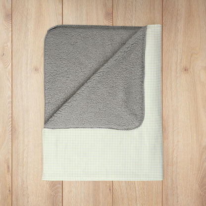 Light Green & White Gingham Fleece Sherpa Blanket