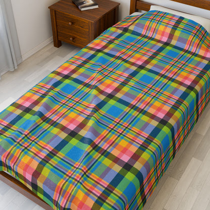 Queer Pride Plaid Velveteen Plush Blanket