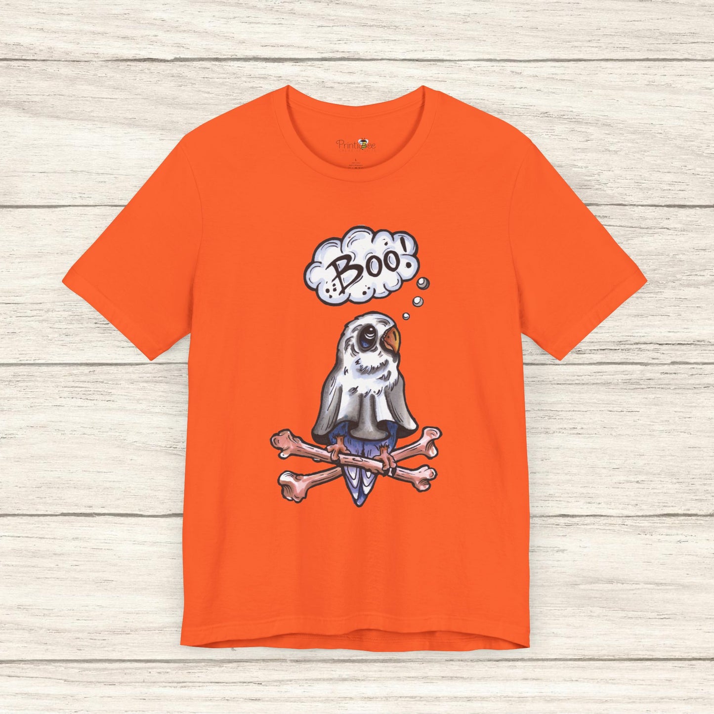 Ghost Lovebird Boo! Hand-Drawn & Hand-Colored Tee