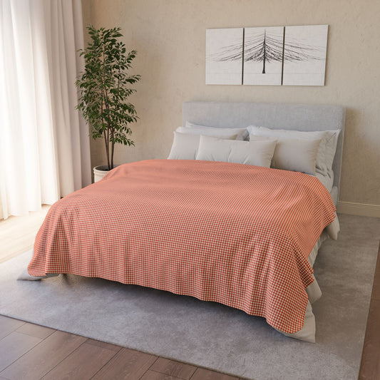 60" × 80" Beige Persimmon & Cream Gingham Fleece Sherpa Blanket