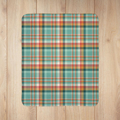 Christmas MCM Teal Plaid Fleece Sherpa Blanket