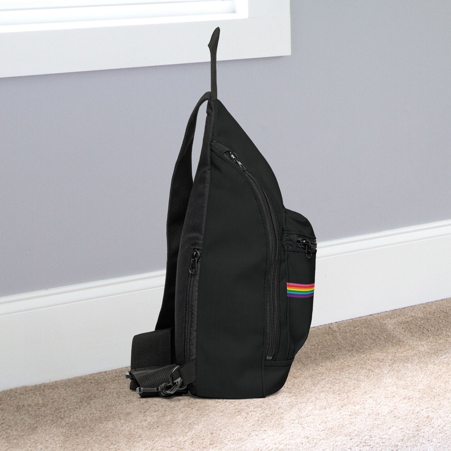 Gilbert Baker Rainbow Pride Black Minimalist Cross Body Sling Bag