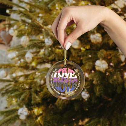 Custom Glass Love is Love Genderfluid Pride 3.5" Circle Ornaments
