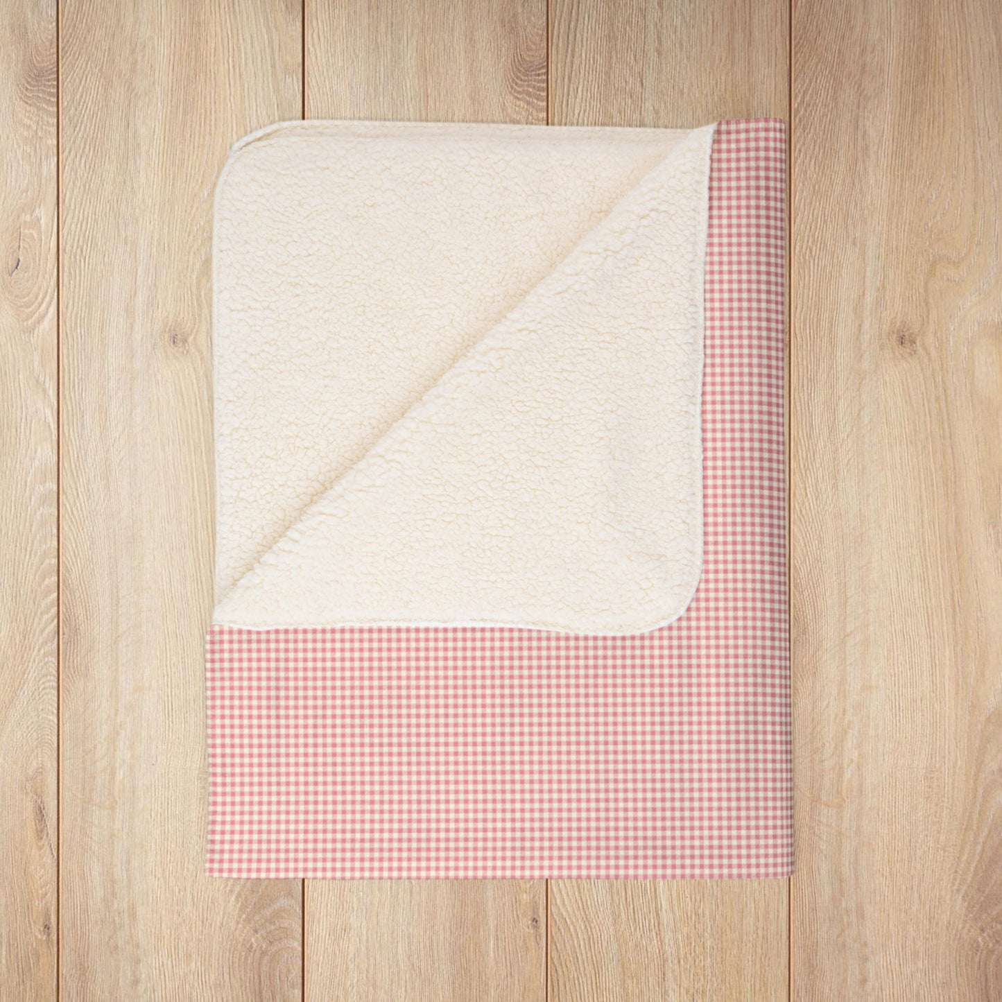 Pink & Cream Gingham Fleece Sherpa Blanket