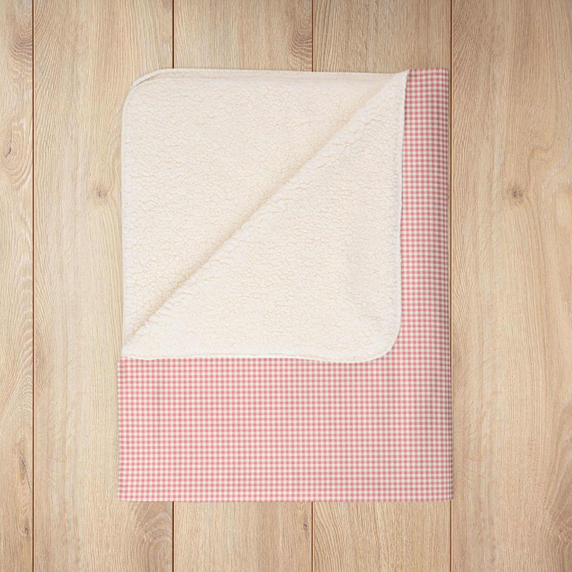 Pink & Cream Gingham Fleece Sherpa Blanket